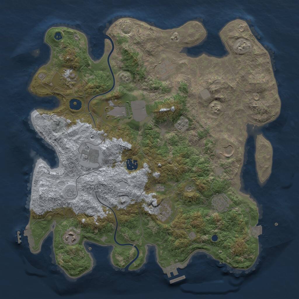 Rust Map: Procedural Map, Size: 3750, Seed: 498417811, 16 Monuments