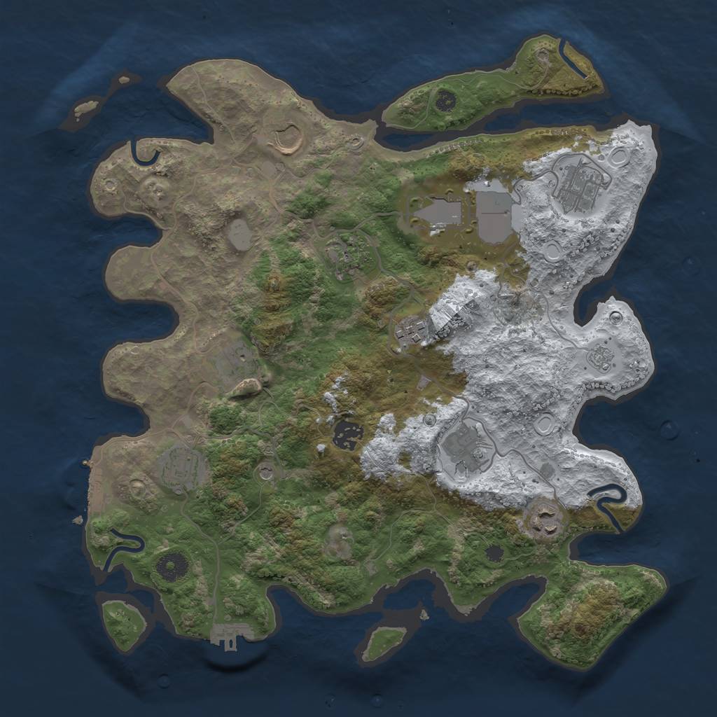 Rust Map: Procedural Map, Size: 3600, Seed: 68506826, 19 Monuments