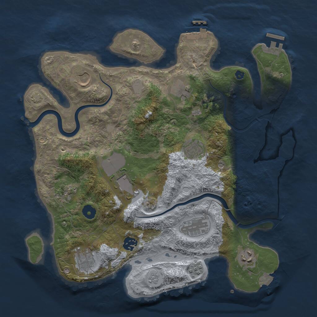 Rust Map: Procedural Map, Size: 3500, Seed: 956547415, 16 Monuments