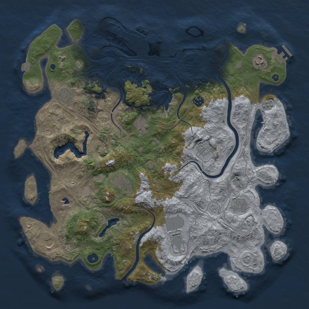 Rust Map: Procedural Map, Size: 4500, Seed: 1719916246, 16 Monuments