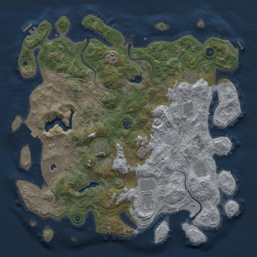 Rust Map: Procedural Map, Size: 4500, Seed: 1719916246, 14 Monuments
