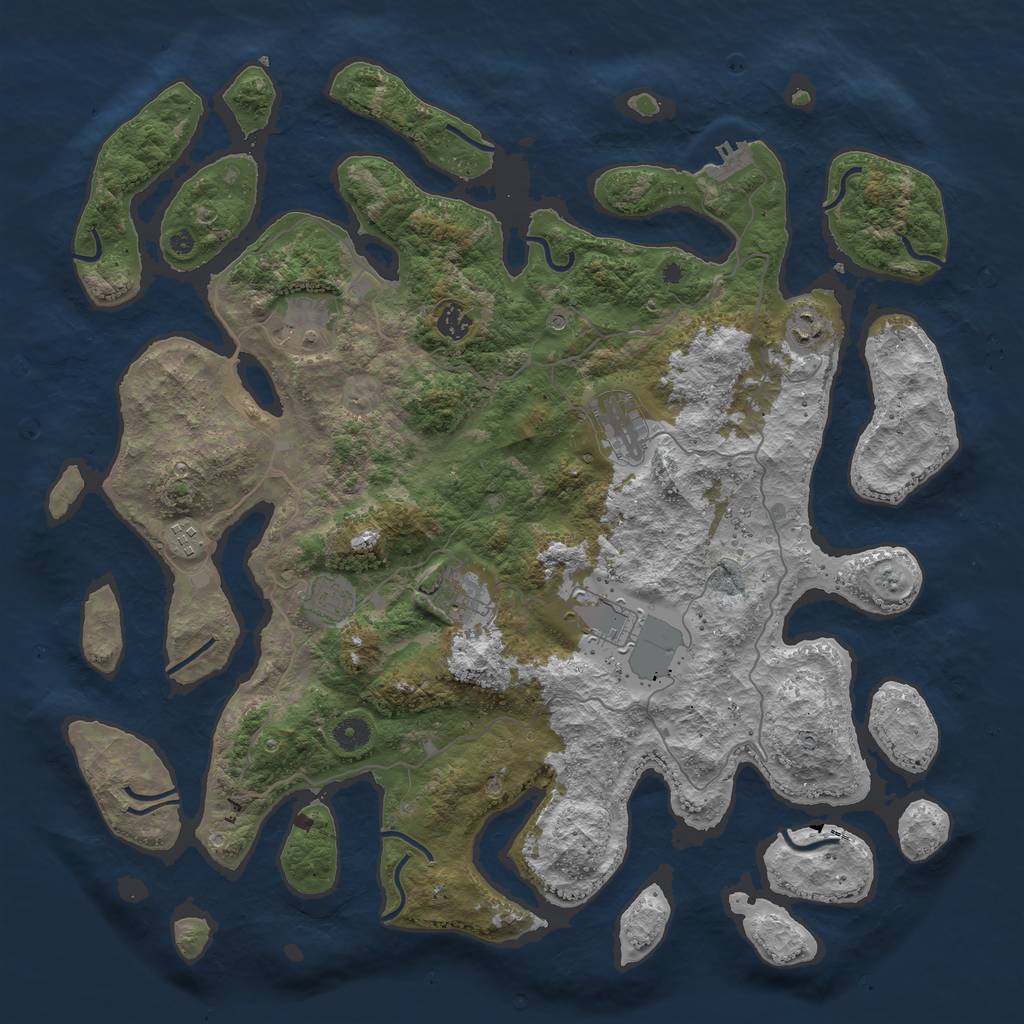 Rust Map: Procedural Map, Size: 4500, Seed: 1719916246, 12 Monuments