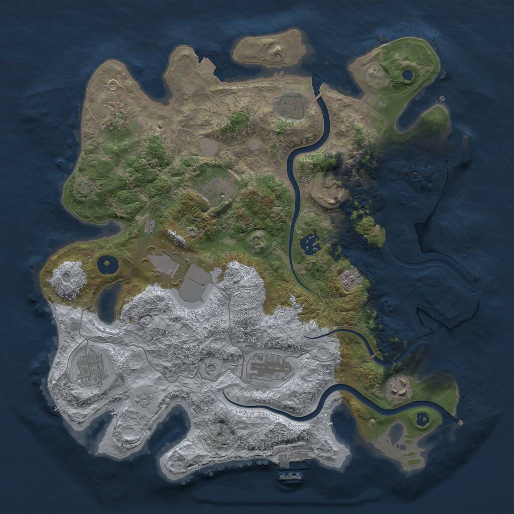 Rust Map: Procedural Map, Size: 3750, Seed: 981065016, 16 Monuments