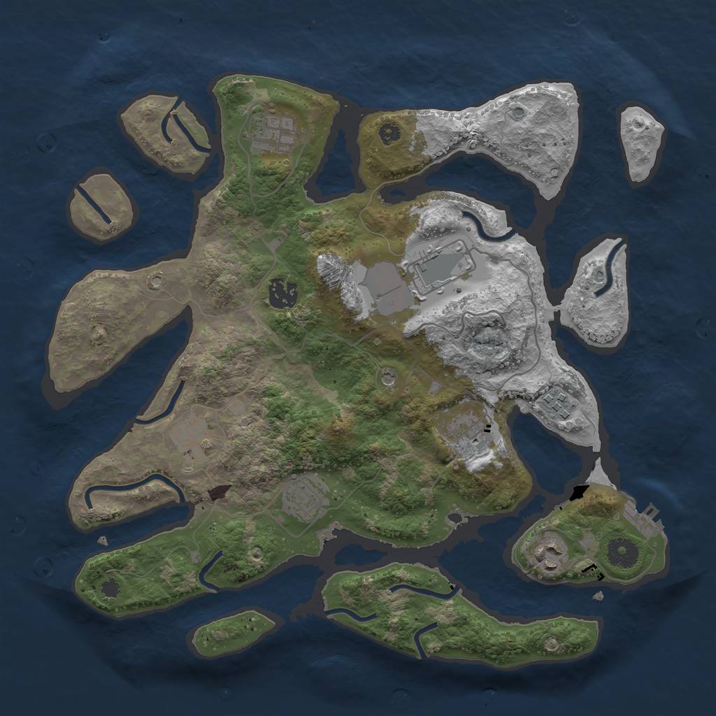 Rust Map: Procedural Map, Size: 3500, Seed: 154832, 12 Monuments