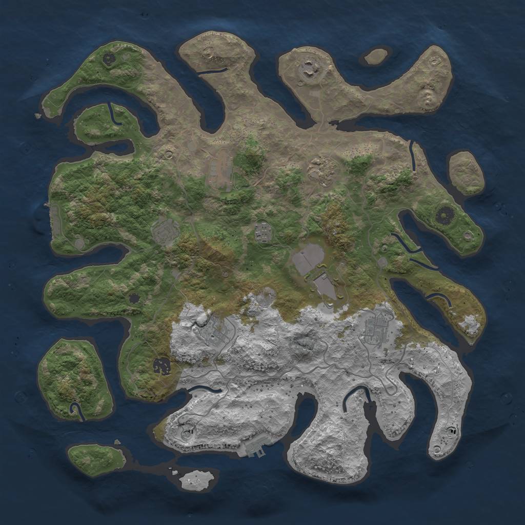 Rust Map: Procedural Map, Size: 4250, Seed: 751351, 14 Monuments