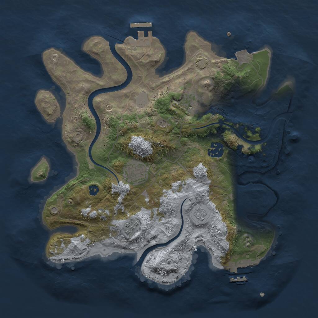 Rust Map: Procedural Map, Size: 3000, Seed: 17773, 10 Monuments