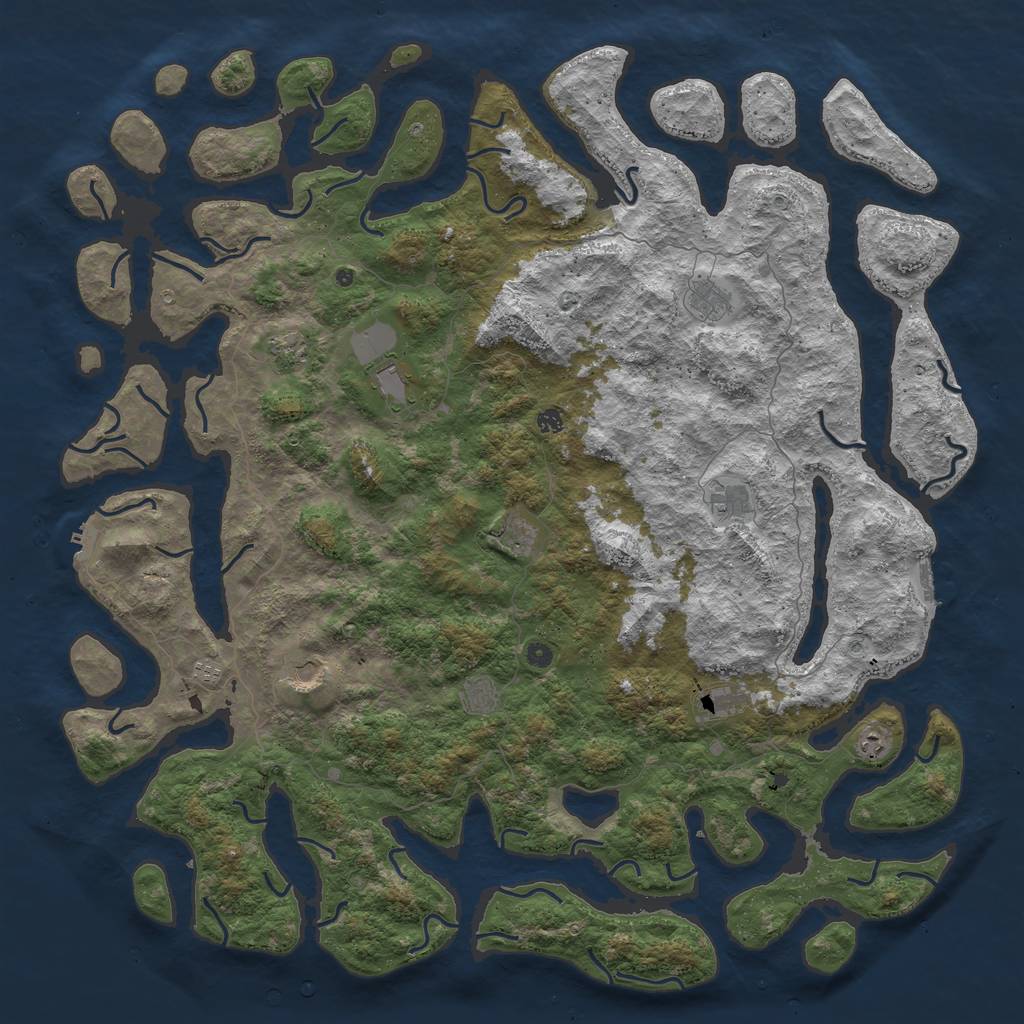 Rust Map: Procedural Map, Size: 6000, Seed: 28041989, 16 Monuments