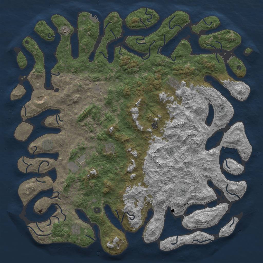 Rust Map: Procedural Map, Size: 6000, Seed: 52584722, 16 Monuments