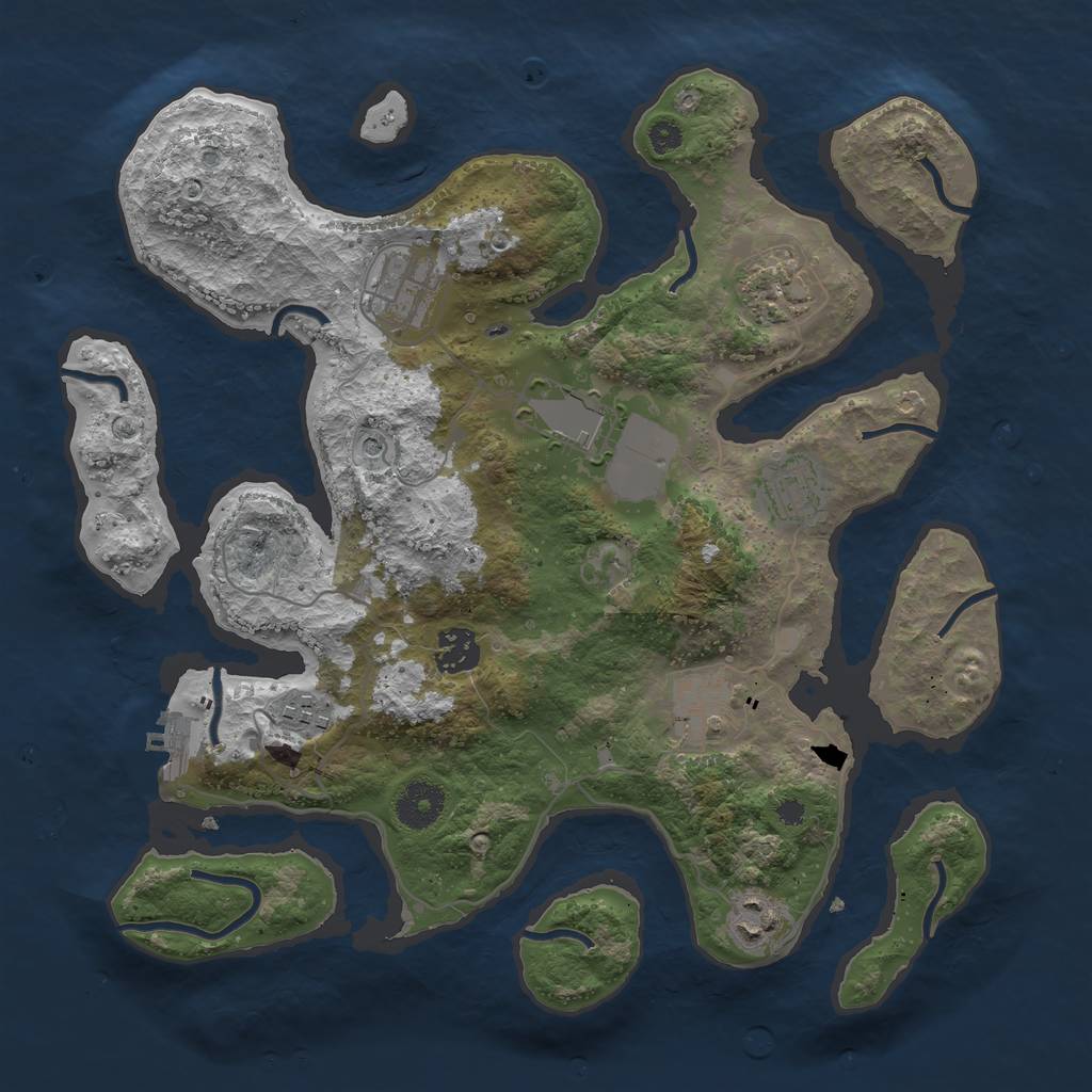 Rust Map: Procedural Map, Size: 3500, Seed: 4323242, 12 Monuments