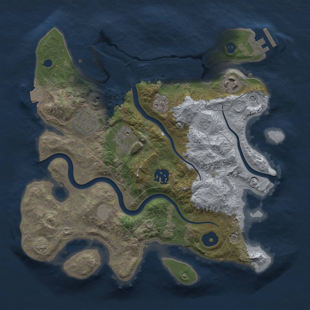 Rust Map: Procedural Map, Size: 3000, Seed: 1040833141, 10 Monuments