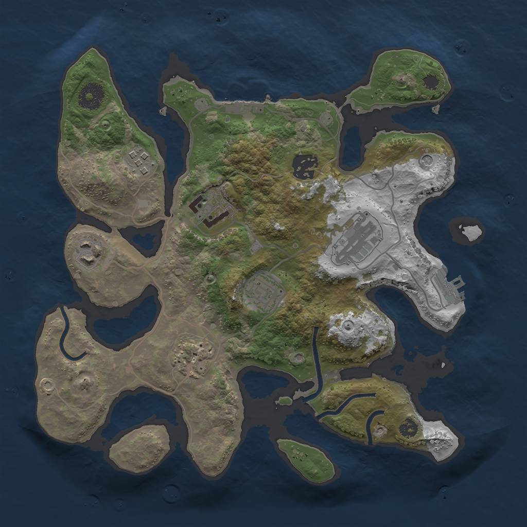 Rust Map: Procedural Map, Size: 3000, Seed: 1040833141, 12 Monuments