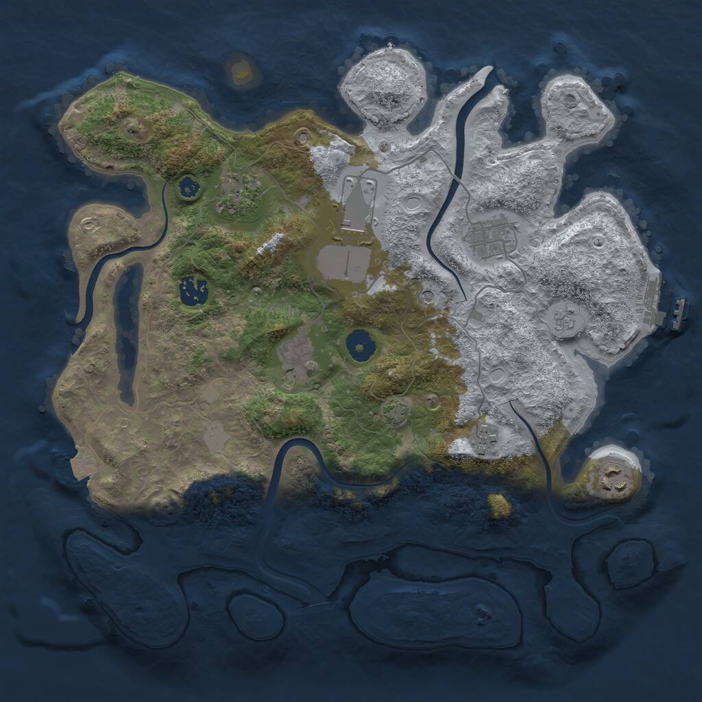 Rust Map: Procedural Map, Size: 3500, Seed: 858596, 12 Monuments
