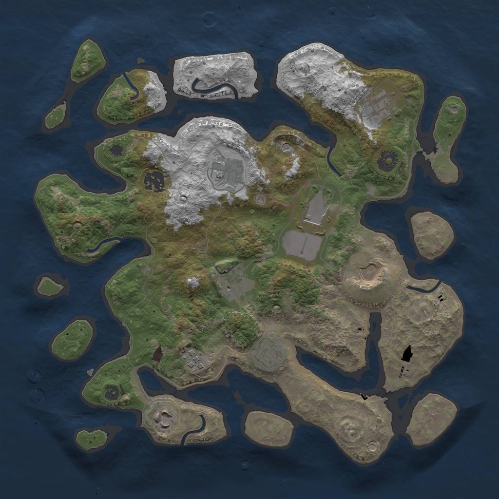 Rust Map: Procedural Map, Size: 3500, Seed: 682547, 12 Monuments