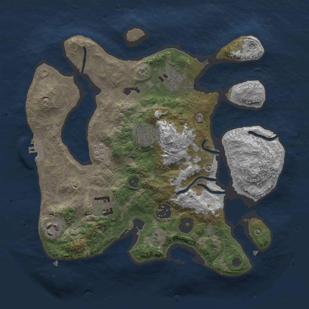 Rust Map: Procedural Map, Size: 3000, Seed: 1179228851, 9 Monuments