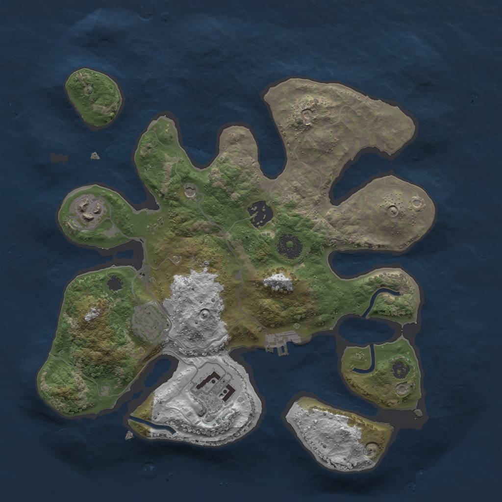 Rust Map: Procedural Map, Size: 3000, Seed: 97854, 8 Monuments