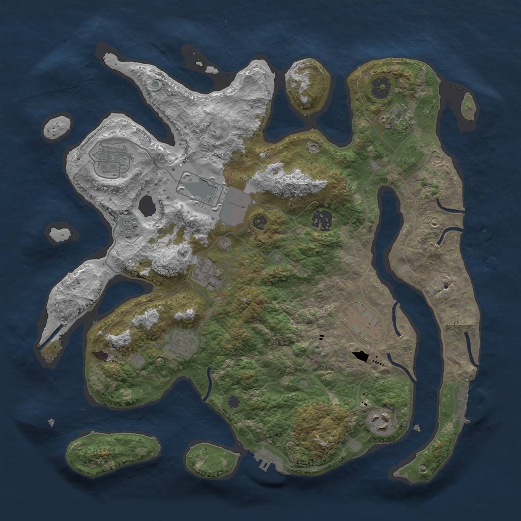 Rust Map: Procedural Map, Size: 3700, Seed: 1624201114, 14 Monuments