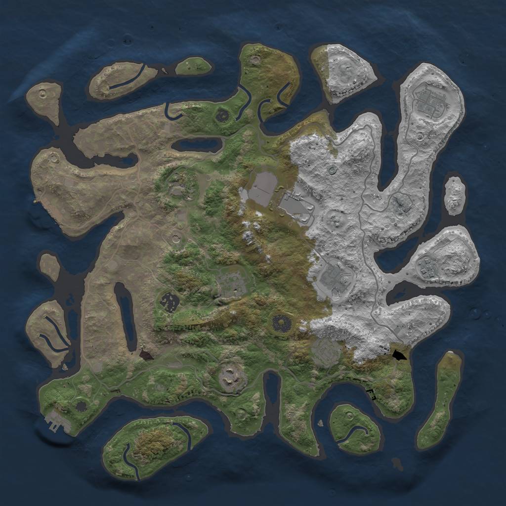 Rust Map: Procedural Map, Size: 4000, Seed: 110997352, 14 Monuments