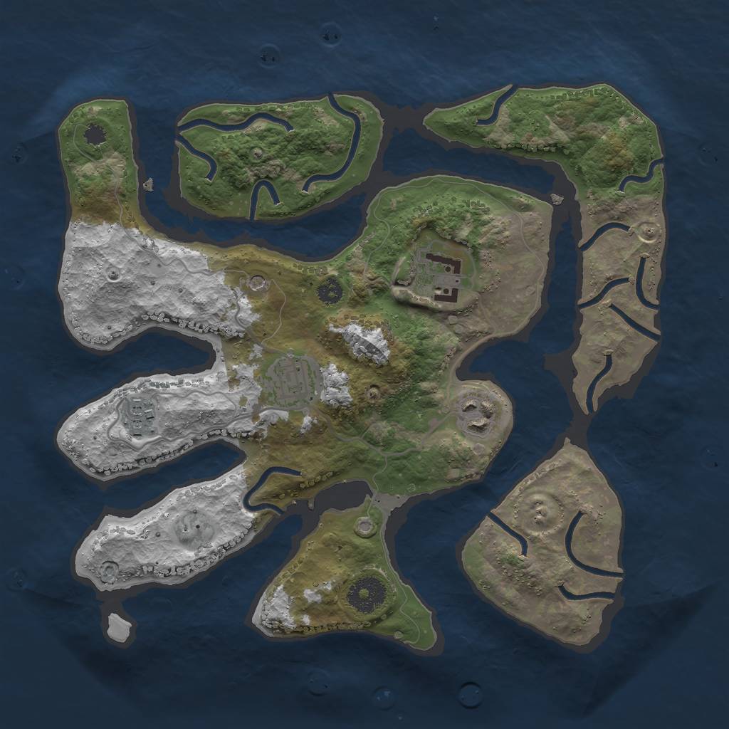 Rust Map: Procedural Map, Size: 3000, Seed: 52910021, 7 Monuments