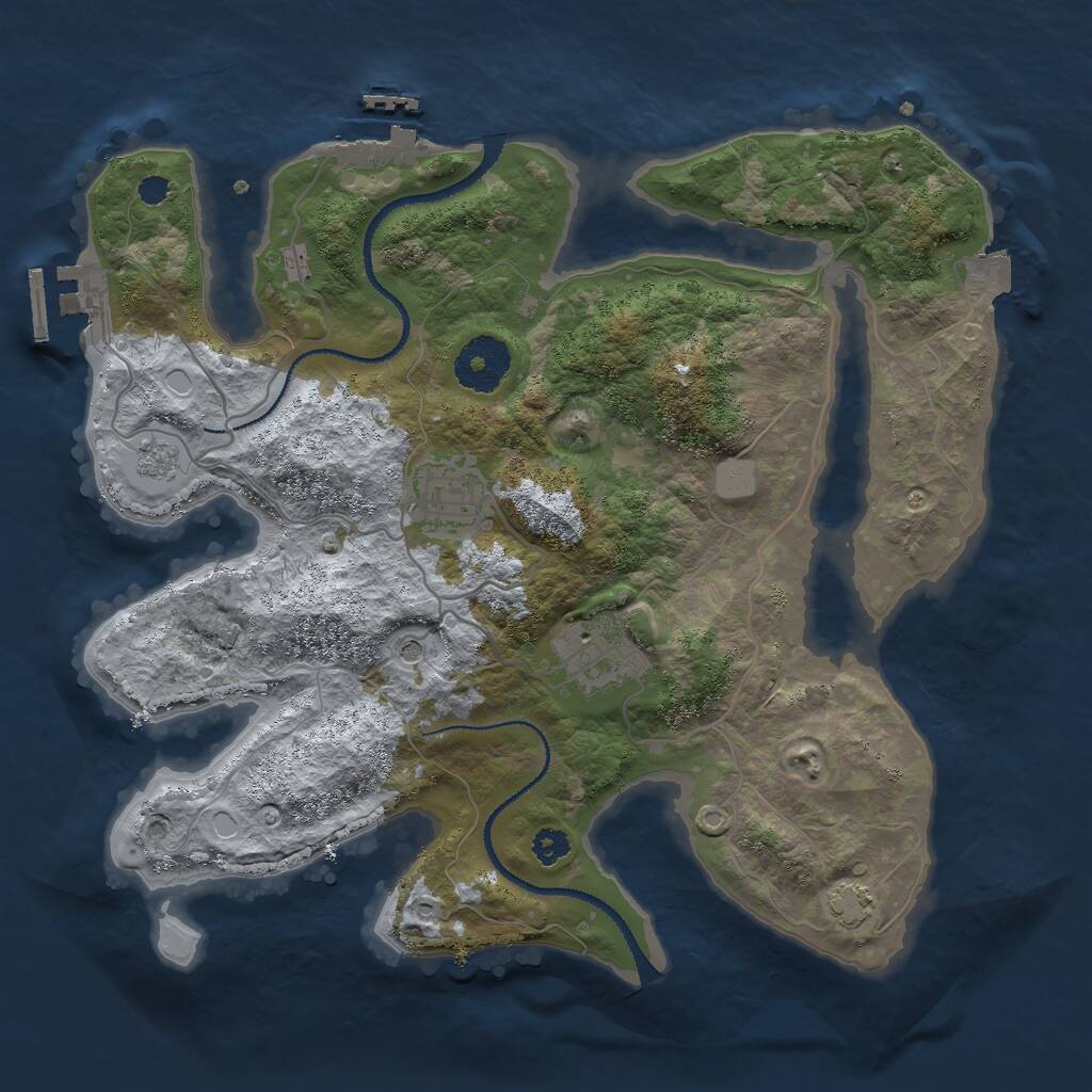 Rust Map: Procedural Map, Size: 3000, Seed: 52910021, 8 Monuments