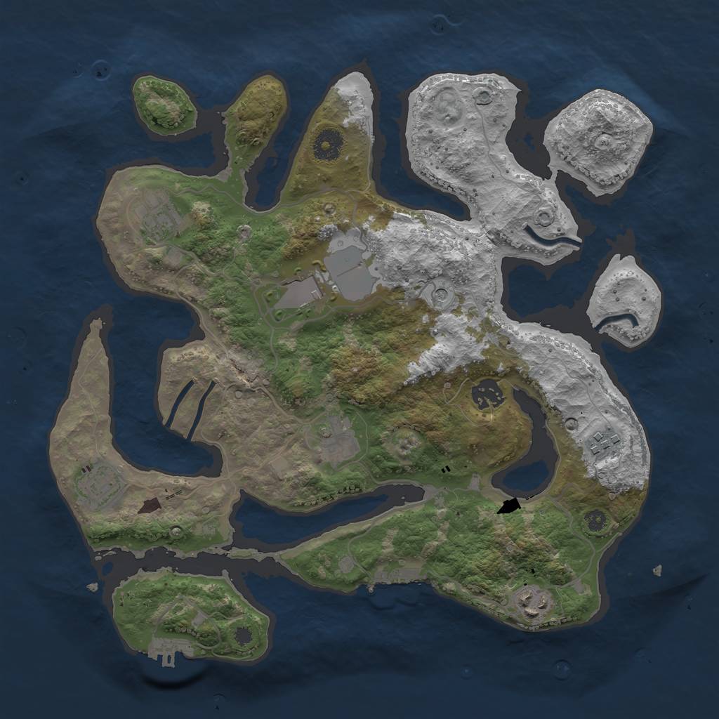 Rust Map: Procedural Map, Size: 3500, Seed: 54856, 12 Monuments