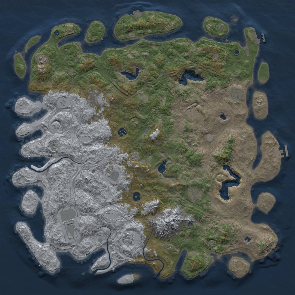 Rust Map: Procedural Map, Size: 5250, Seed: 518596187, 16 Monuments