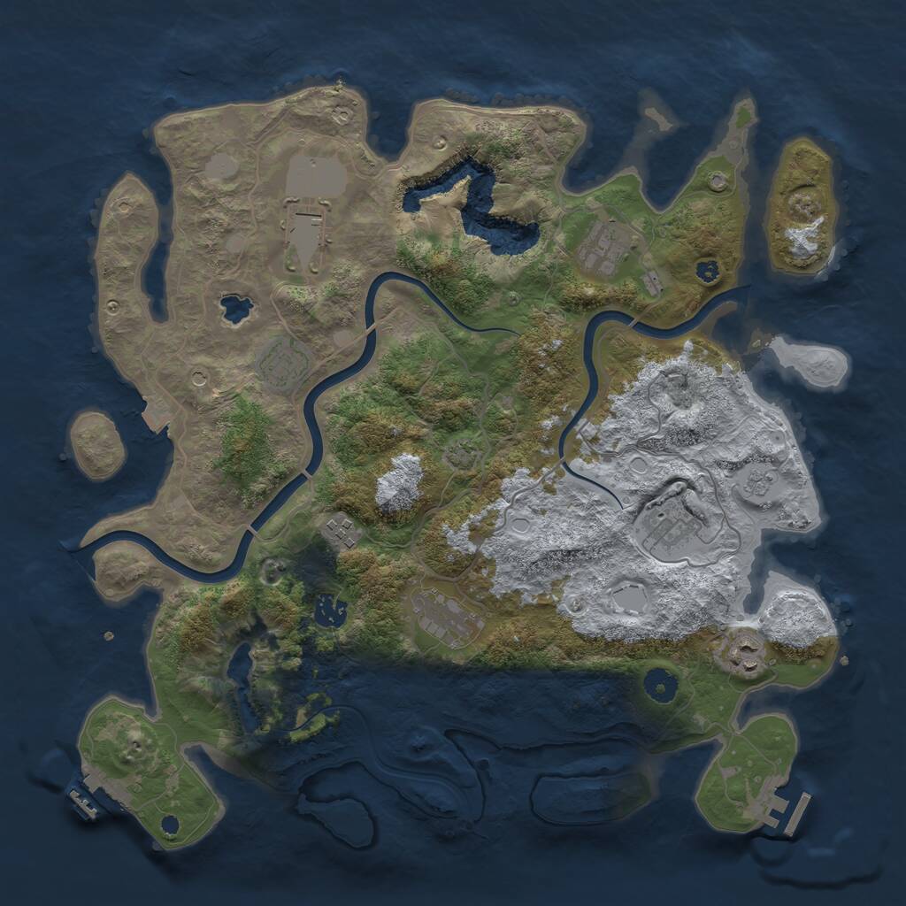 Rust Map: Procedural Map, Size: 4000, Seed: 45000, 14 Monuments