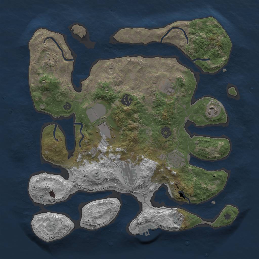 Rust Map: Procedural Map, Size: 3500, Seed: 1861540169, 12 Monuments