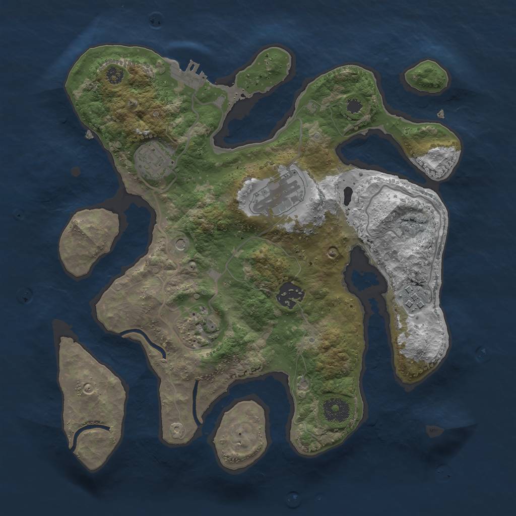 Rust Map: Procedural Map, Size: 3000, Seed: 74473375, 9 Monuments