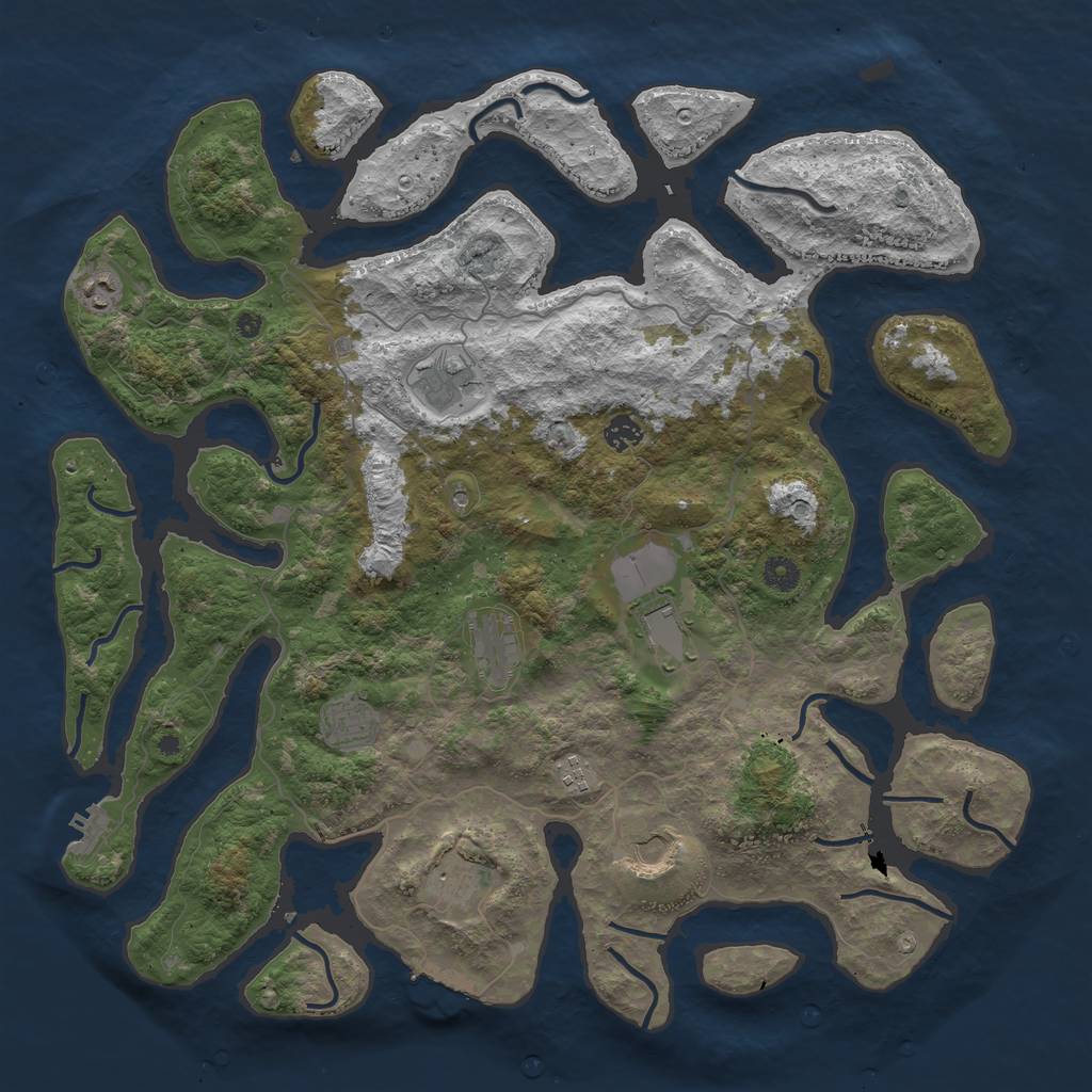 Rust Map: Procedural Map, Size: 4500, Seed: 2023174751, 14 Monuments