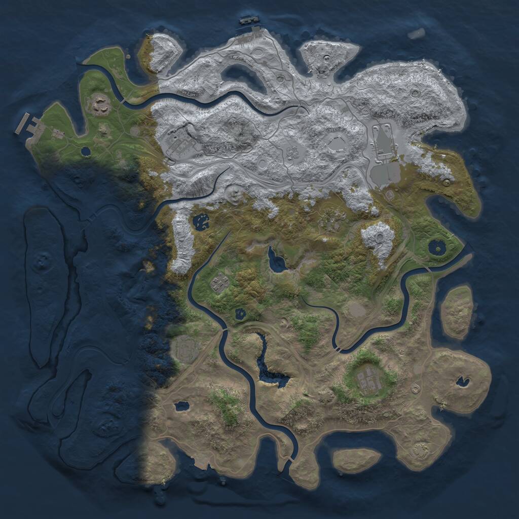 Rust Map: Procedural Map, Size: 4500, Seed: 2023174751, 14 Monuments