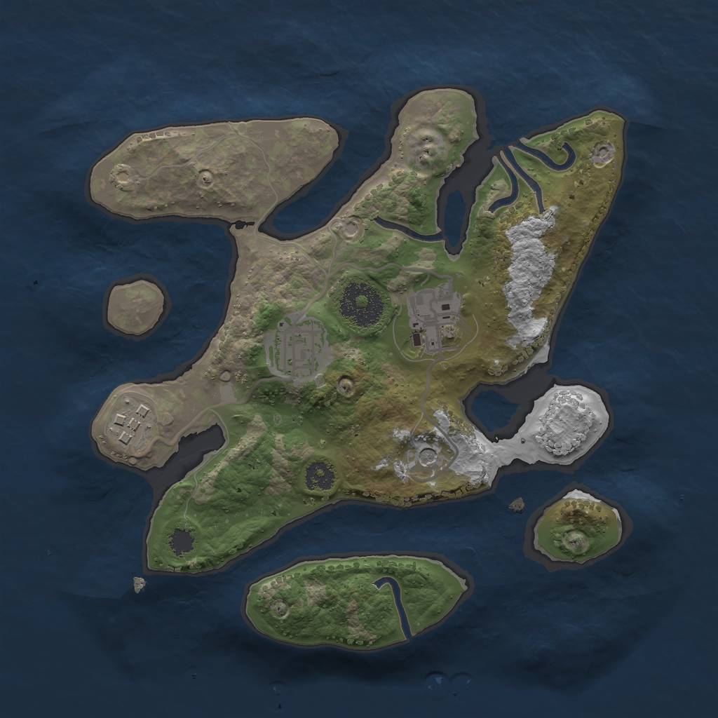 Rust Map: Procedural Map, Size: 2500, Seed: 52522, 6 Monuments