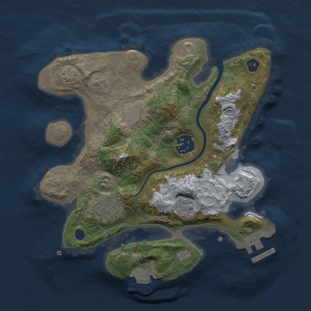 Rust Map: Procedural Map, Size: 2500, Seed: 52522, 6 Monuments