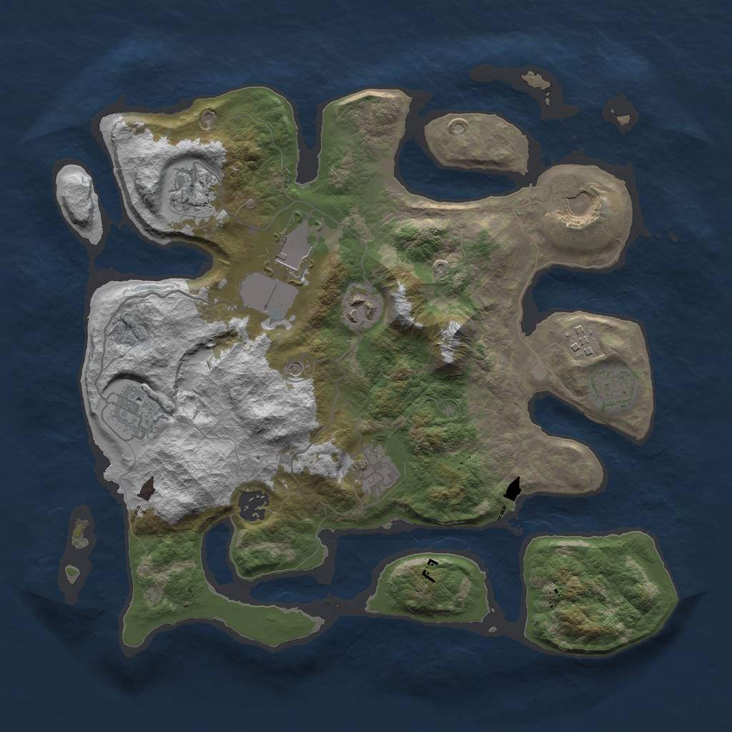 Rust Map: Barren, Size: 3500, Seed: 1692365891, 12 Monuments