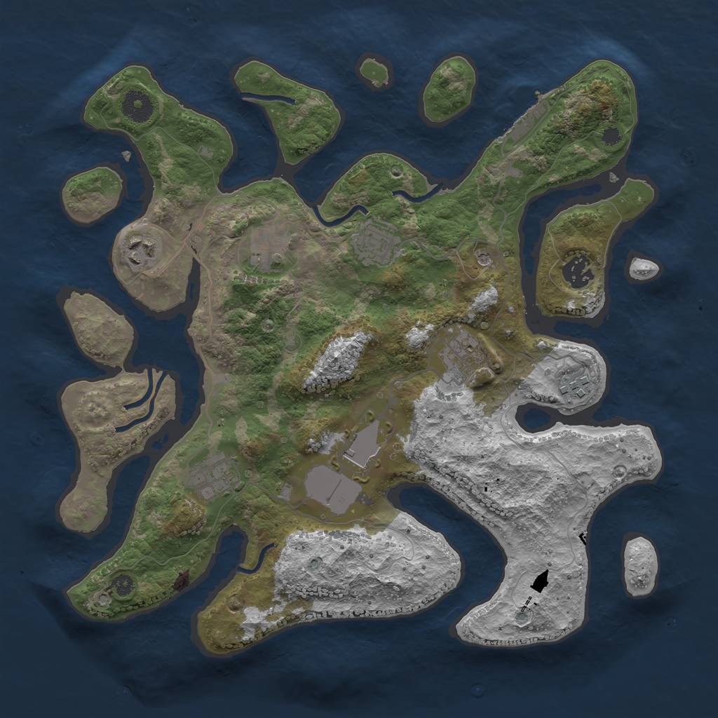 Rust Map: Procedural Map, Size: 3500, Seed: 2134896190, 12 Monuments