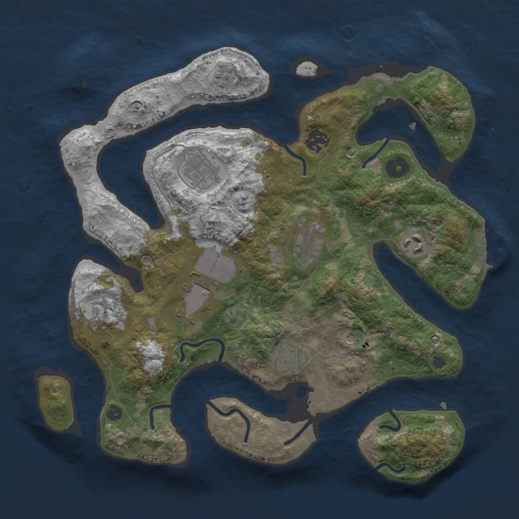 Rust Map: Procedural Map, Size: 3500, Seed: 563026969, 12 Monuments