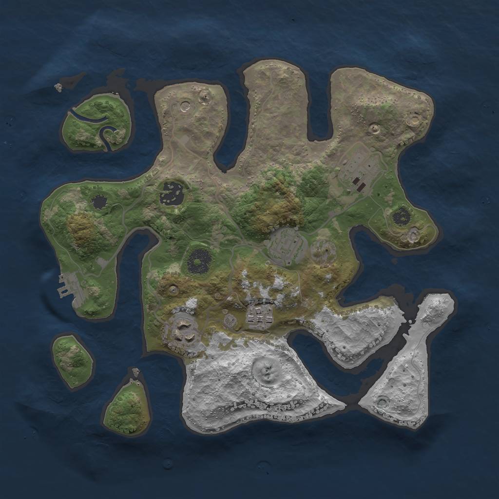 Rust Map: Procedural Map, Size: 3000, Seed: 261858099, 9 Monuments