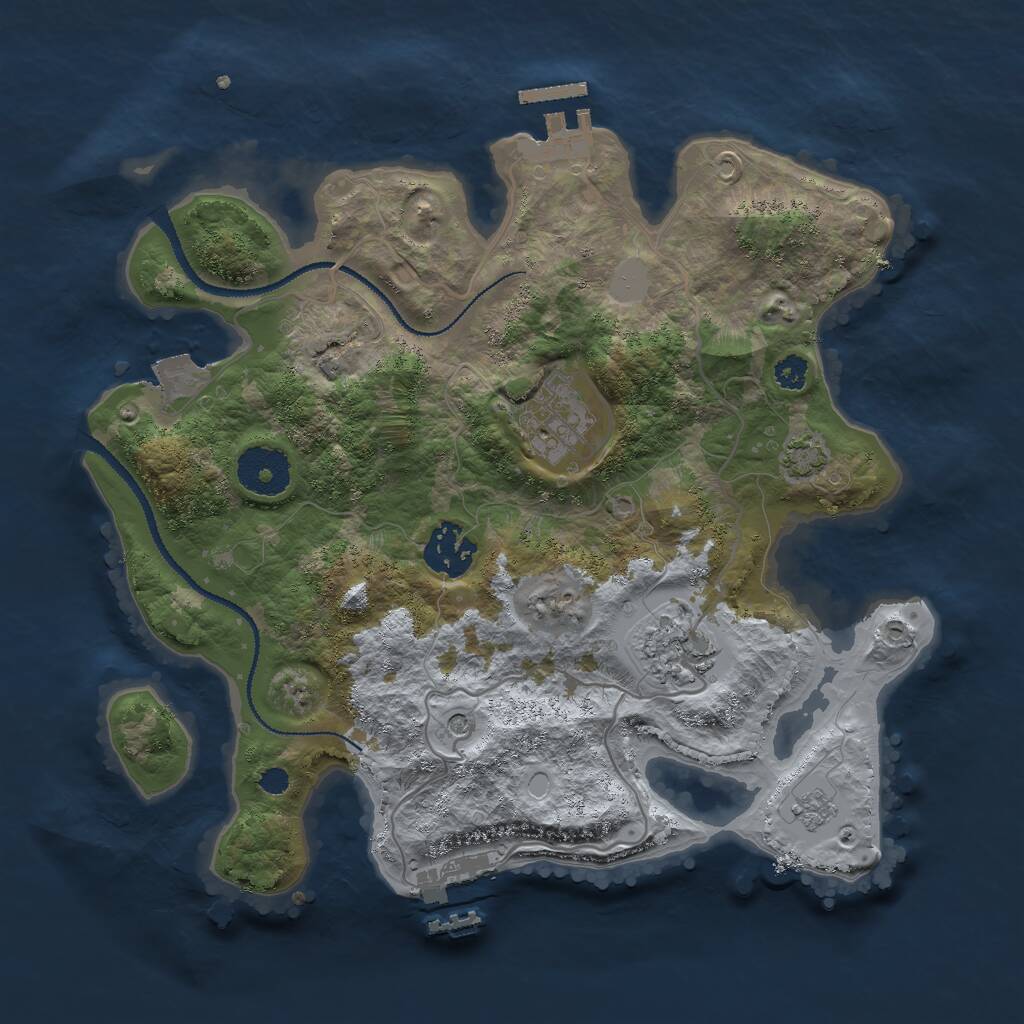 Rust Map: Procedural Map, Size: 3000, Seed: 261858099, 9 Monuments
