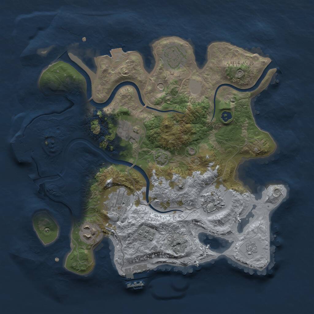 Rust Map: Procedural Map, Size: 3000, Seed: 261858099, 12 Monuments
