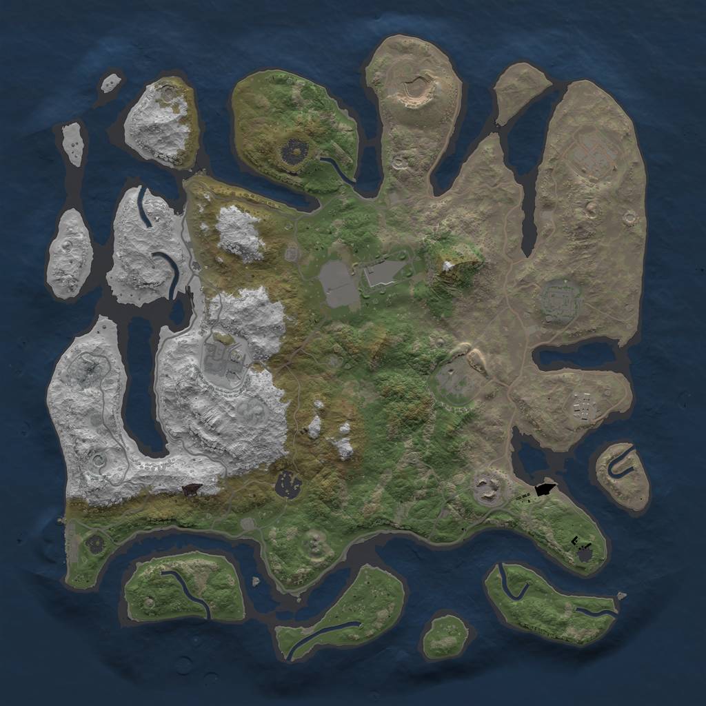 Rust Map: Procedural Map, Size: 4000, Seed: 12691771, 13 Monuments