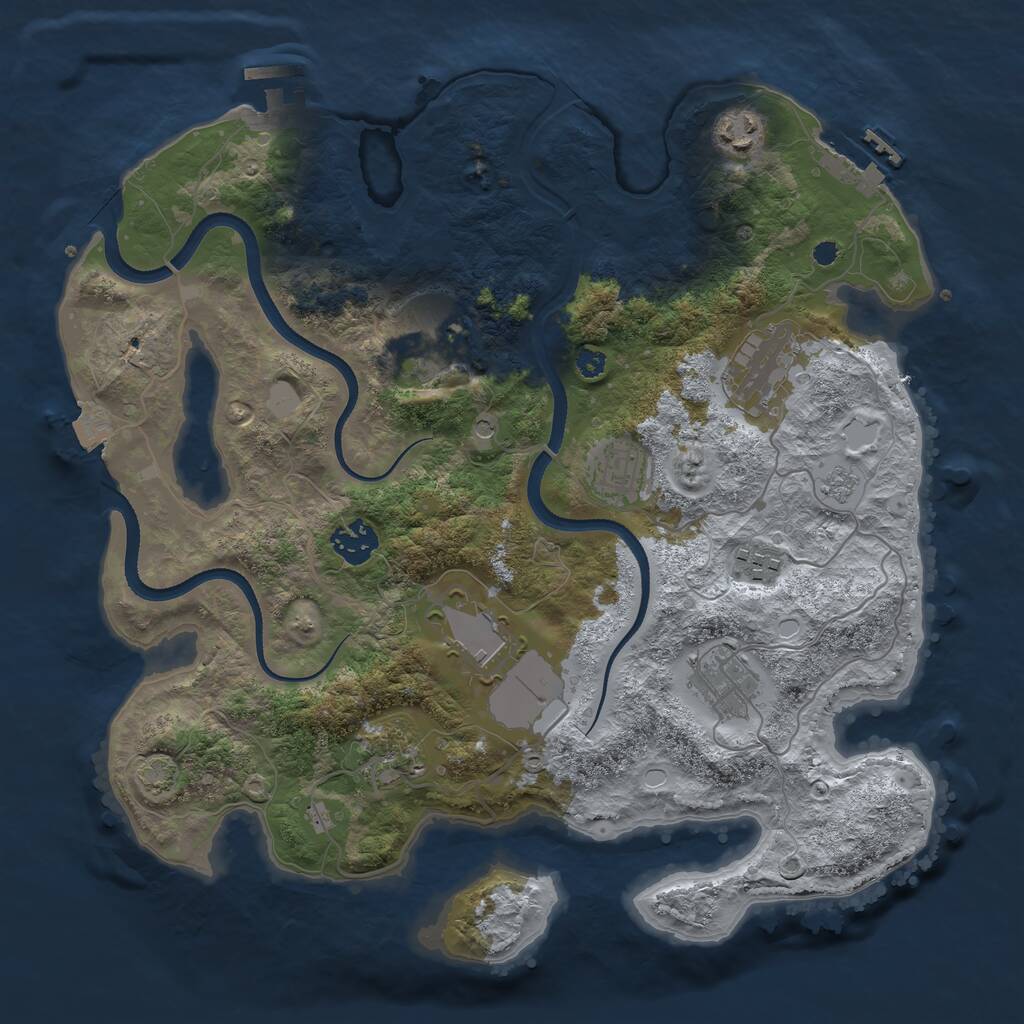 Rust Map: Procedural Map, Size: 3500, Seed: 302586152, 15 Monuments