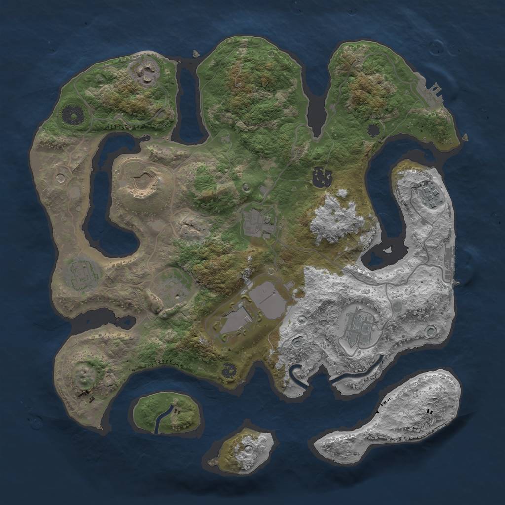 Rust Map: Procedural Map, Size: 3500, Seed: 302586152, 14 Monuments