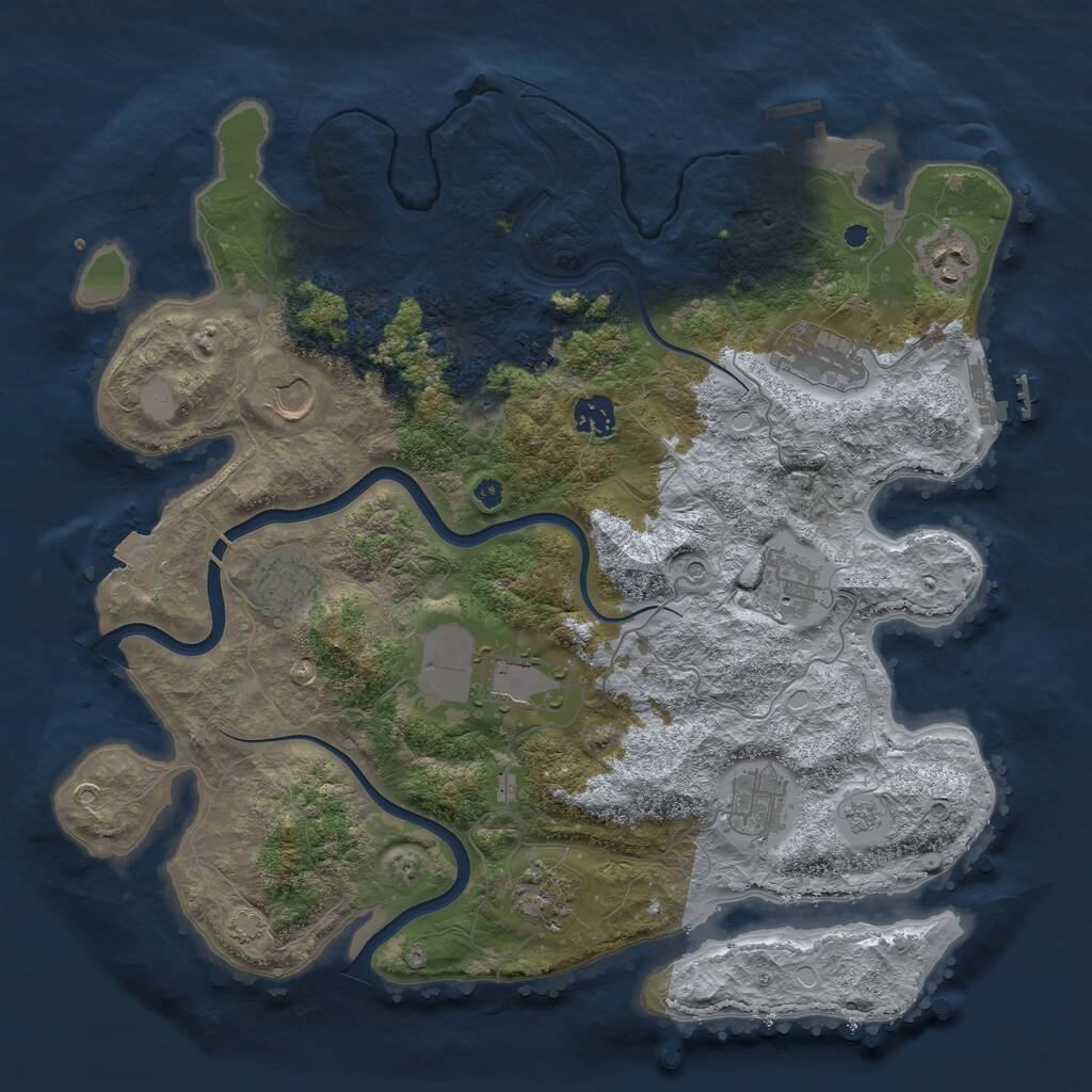 Rust Map: Procedural Map, Size: 3850, Seed: 80805382, 16 Monuments