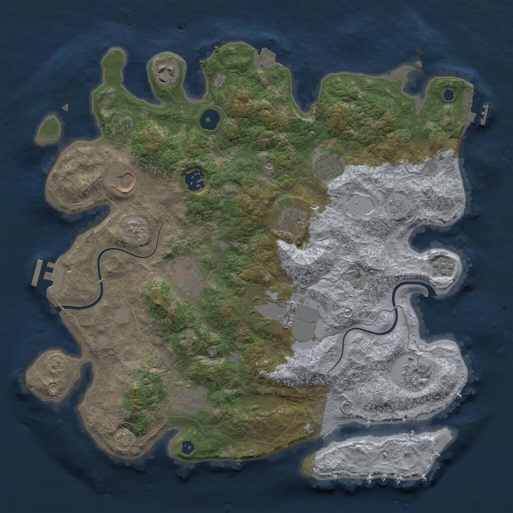 Rust Map: Procedural Map, Size: 3850, Seed: 80805382, 16 Monuments