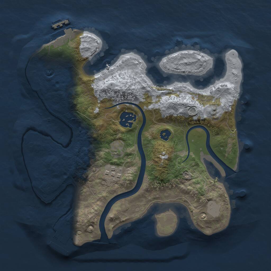 Rust Map: Procedural Map, Size: 2500, Seed: 31410, 5 Monuments