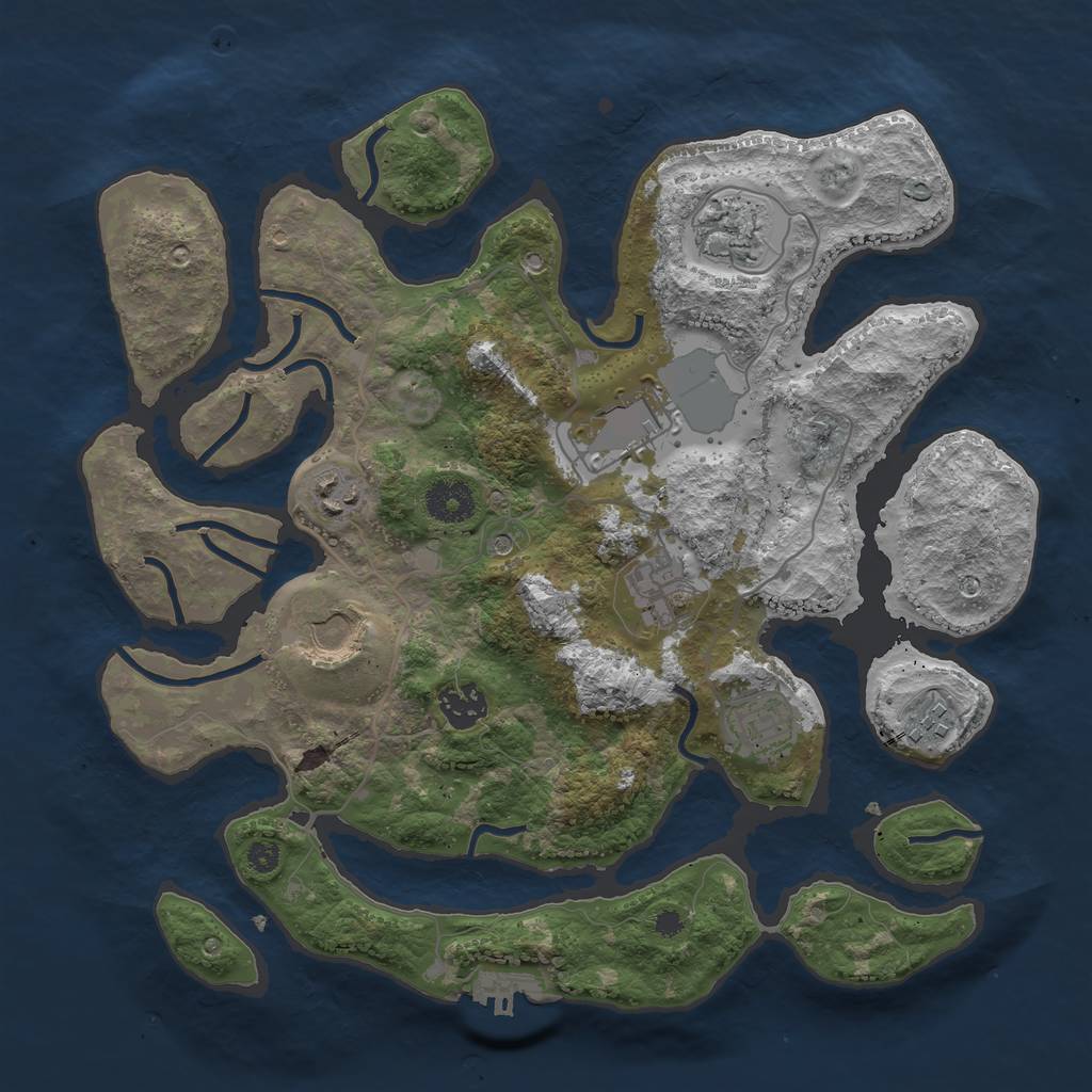 Rust Map: Procedural Map, Size: 3500, Seed: 1128554647, 12 Monuments