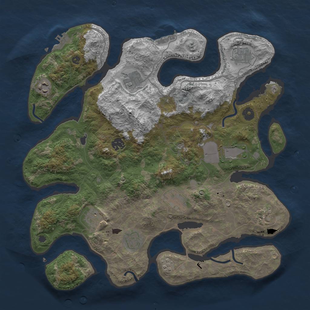 Rust Map: Procedural Map, Size: 3750, Seed: 90061501, 15 Monuments