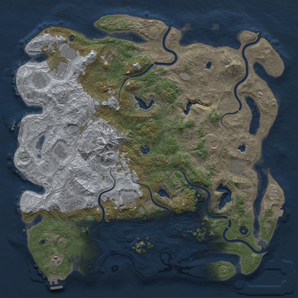 Rust Map: Procedural Map, Size: 5000, Seed: 1313154203, 17 Monuments