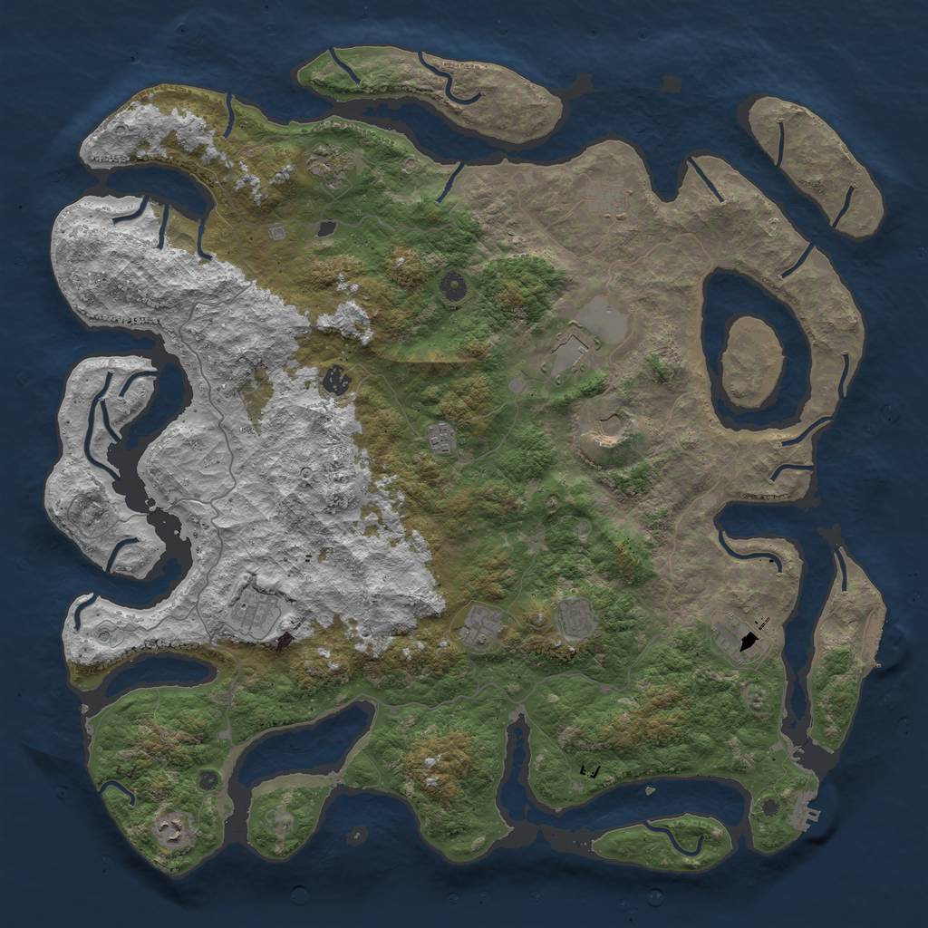 Rust Map: Procedural Map, Size: 5000, Seed: 1313154203, 16 Monuments