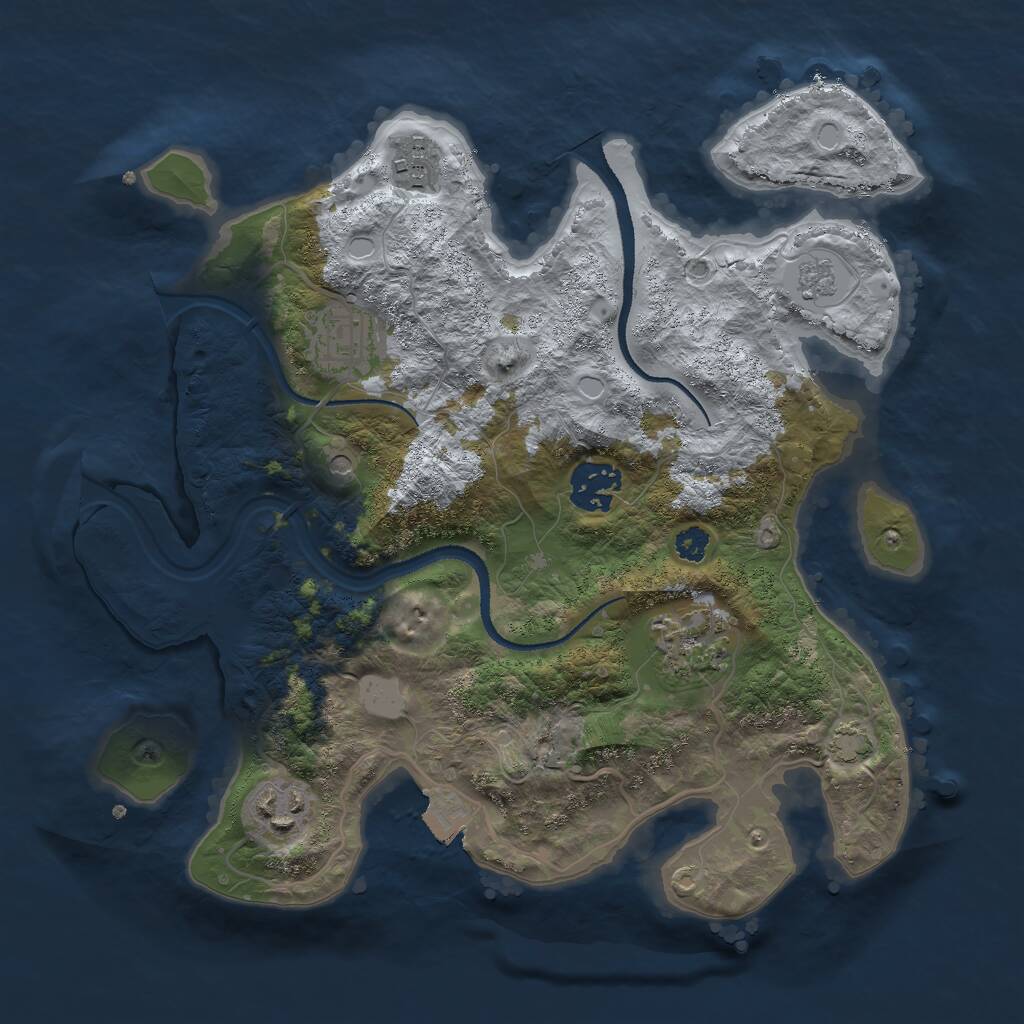Rust Map: Procedural Map, Size: 3000, Seed: 892011481, 9 Monuments