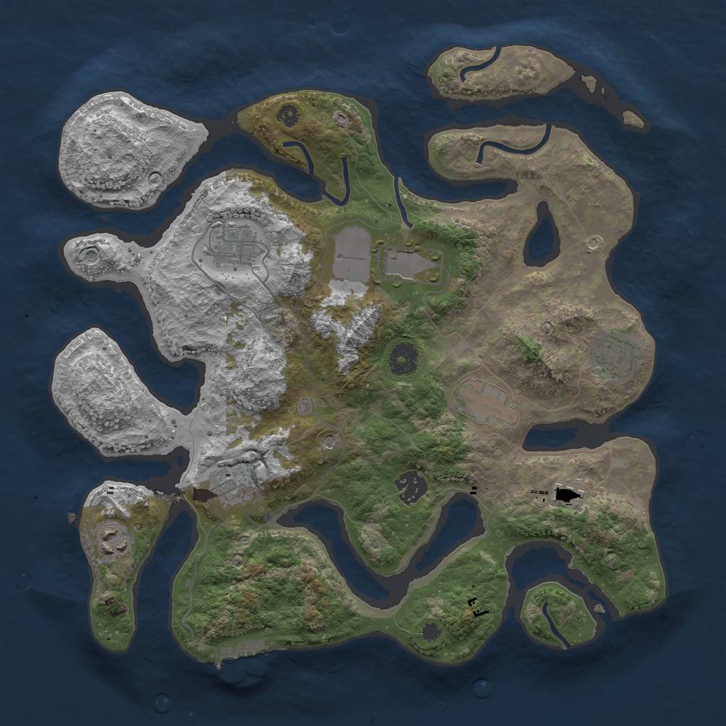 Rust Map: Procedural Map, Size: 3500, Seed: 1147724782, 12 Monuments